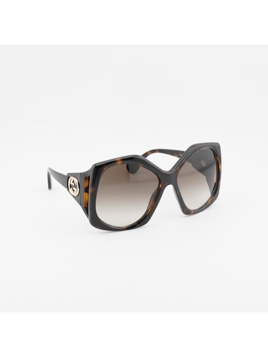 Gucci GG0875S 002 Sunglasses Havana Square Frame, Gradient Brown Lenses main image 8